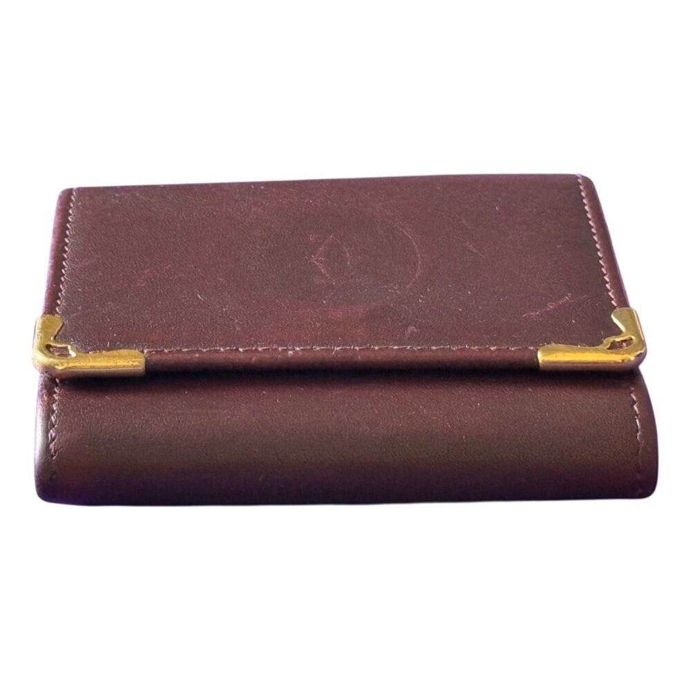 Cartier Bordeaux Burgundy Red Leather Logo Coin Wallet - Picture 3 of 11